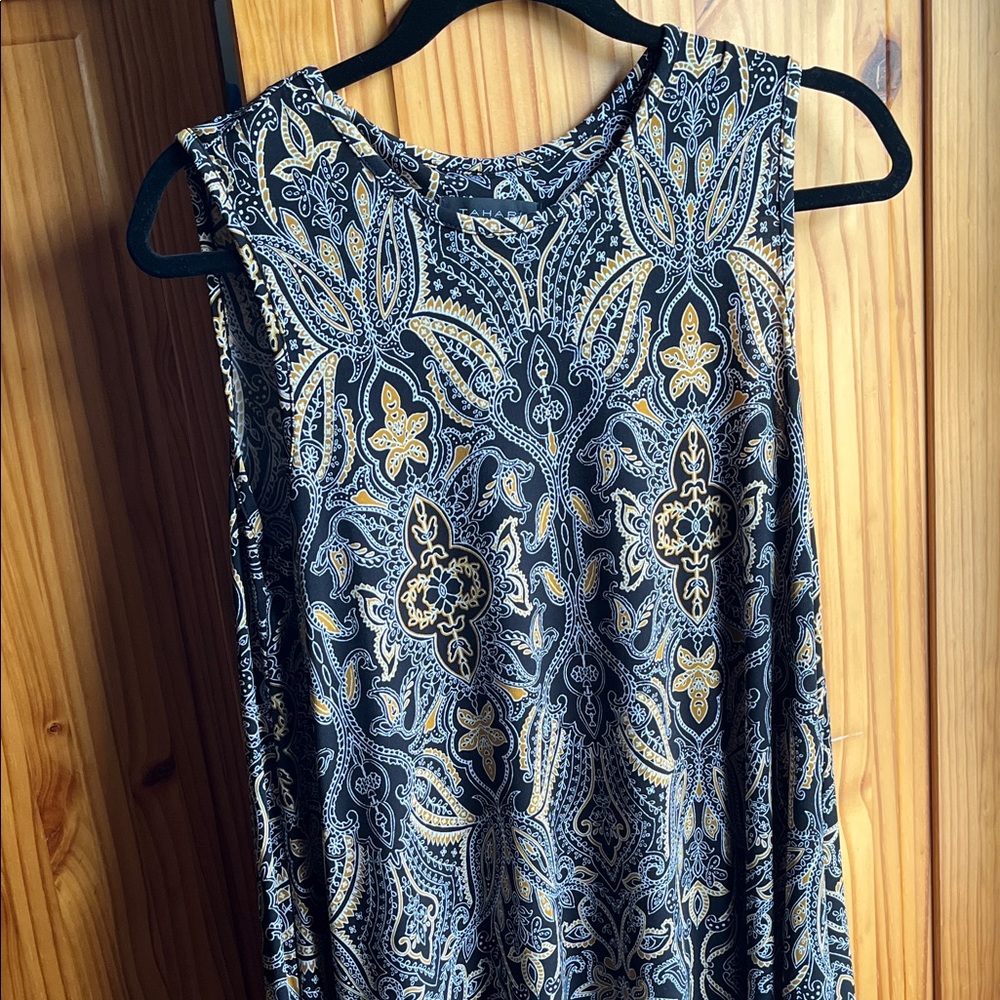 Tahari Black and Gold Paisley Dress